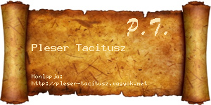 Pleser Tacitusz névjegykártya